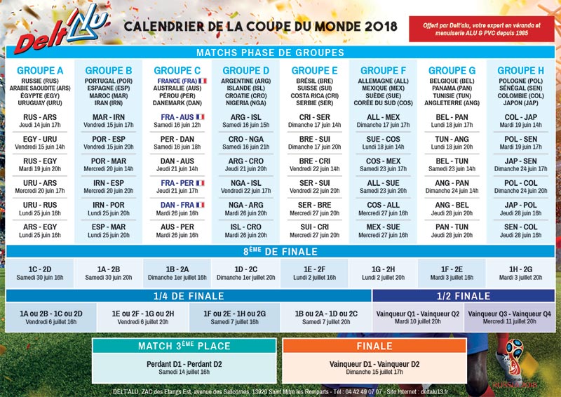 Deltalu Calendrier Coupe Du Monde Foot 2018 2 Delt Alu 13 Veranda Et Menuiserie Alu Et Pvc Depuis 1985
