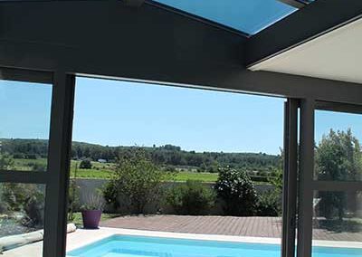 veranda toit plat réalisée par Delt'alu à Lançon